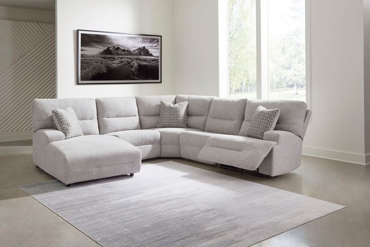 Acklen Place Pewter Performance Fabric Zero Gravity Power Reclining LAF Sectional with USB Charging