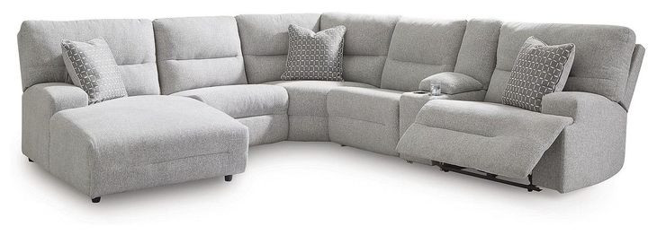 Acklen Place Pewter 6 Piece Performance Fabric Power Reclining Sectional with LAF Chaise