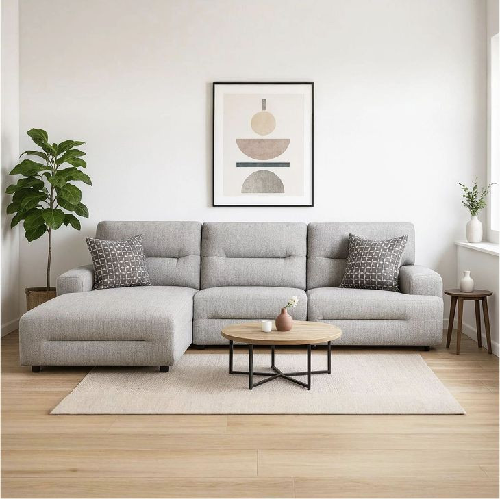 Acklen Place Pewter 3 Piece Performance Fabric Power Reclining Sectional with LAF Chaise