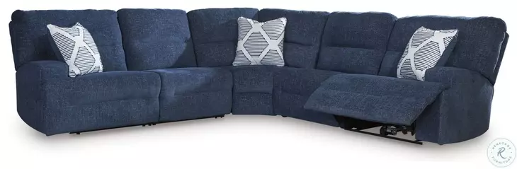 Acklen Place Navy 5 Piece Performance Fabric Power Reclining Sectional