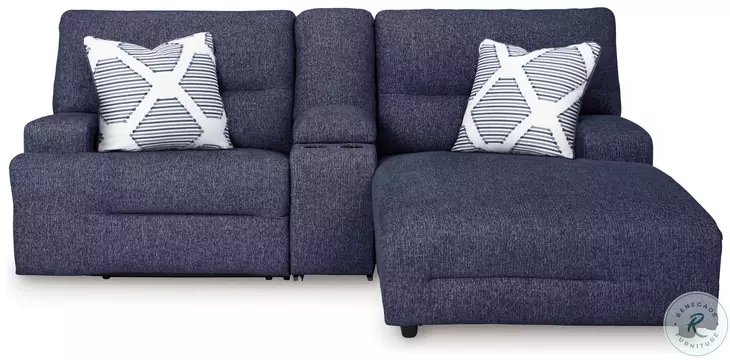 Acklen Place Navy 3 Piece Performance Fabric Power Reclining Sectional Sofa with RAF Chaise