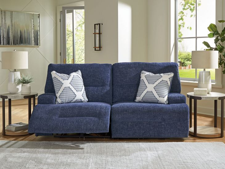 Acklen Place Navy Performance Fabric 2 Piece Modular Power Reclining Sectional with Pillows and USB Charging
