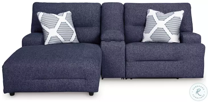 Acklen Place Navy 3 Piece Performance Fabric Power Reclining Sectional Sofa with LAF Chaise