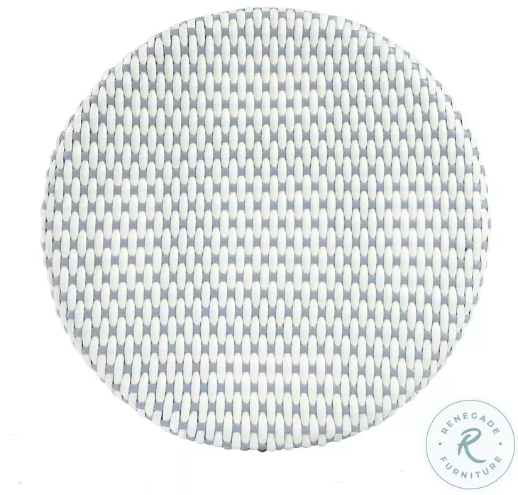 Tobias Powder Blue And White Rattan Performance Fabric Bar Stool