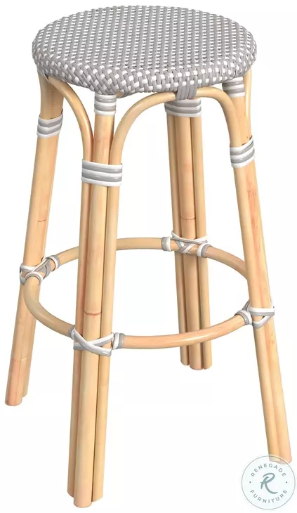 Tobias Grey Rattan Round Bar Stool