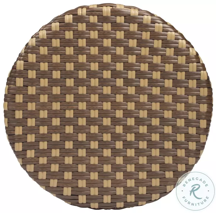 Tobias Brown Rattan Performance Fabric Bar Stool