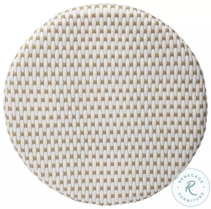 Tobias Tan and Beige Rattan Performance Fabric Bar Stool