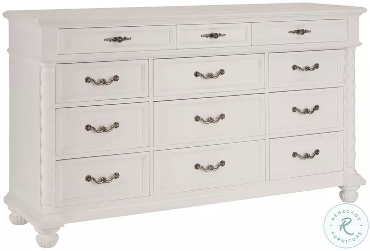 Aegean White 12 Drawer Triple Dresser