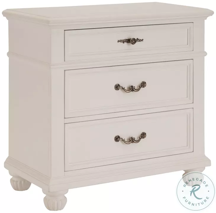 Caruso White 3 Drawer Nightstand