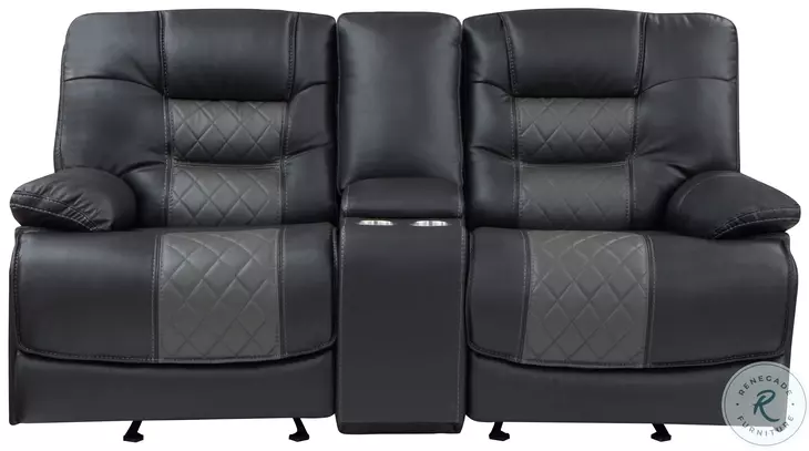 Fabian Two Tone Gray Double Glider 77" Reclining Console Loveseat