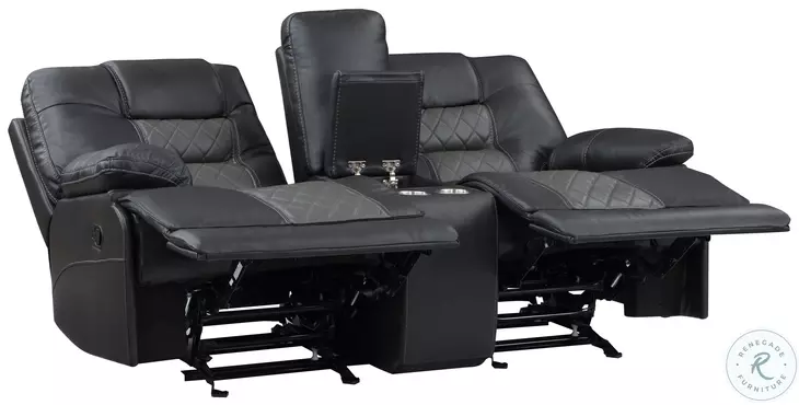 Fabian Two Tone Gray Double Glider Reclining Console