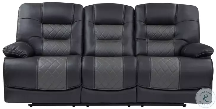 Fabian Two Tone Gray Double 88" Reclining Center Drop Down Sofa