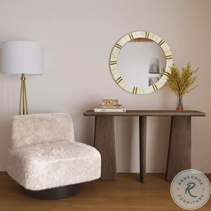 Amaya Neutral Sandy Beige Swivel Accent Chair