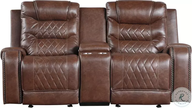 Putnam Brown Double Glider Reclining Loveseat