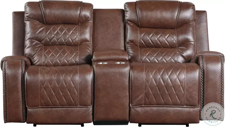 Putnam Brown Power Double Reclining Loveseat
