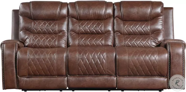 Putnam Brown Power Double Reclining Sofa