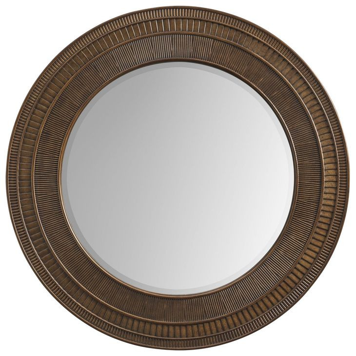 Elana Brown Round Wall Mirror
