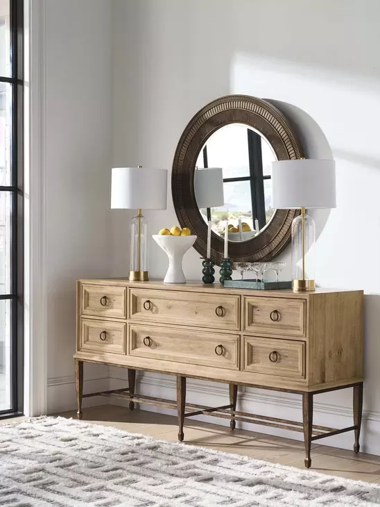 Elana Brown Round Wall Mirror