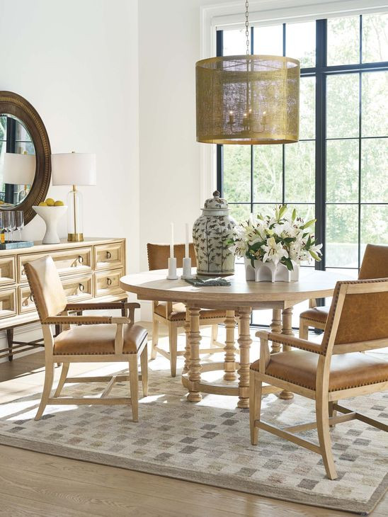 Colburn Brown Leather Upholstered Arm Chair with Nailhead Trim