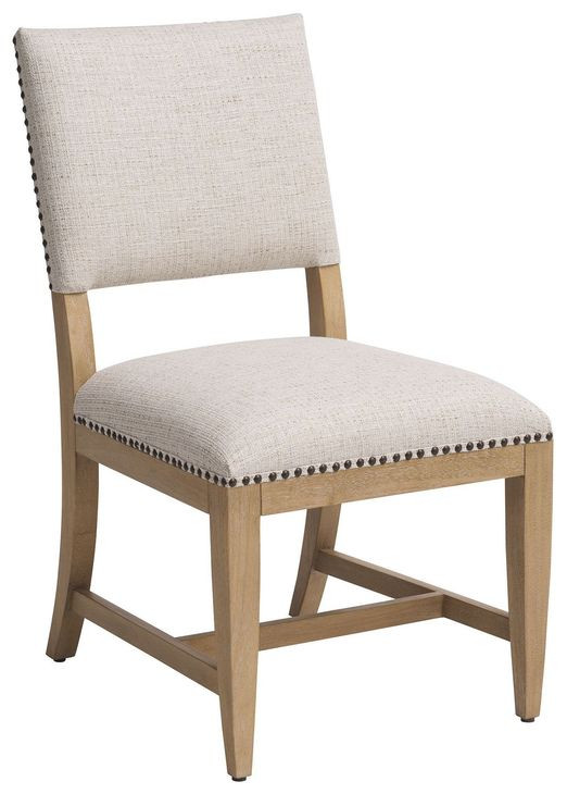 Colburn Beige Performance Fabric Upholstered Side Chair with Nailhead Trim