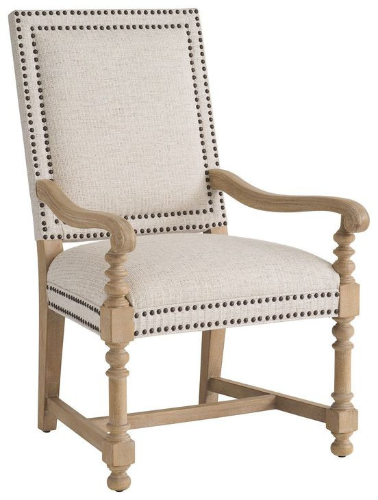 Anderson Beige Upholstered Arm Chair with Nailhead Trim