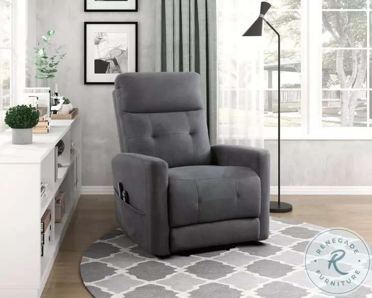 Wichita Dark Gray Power Lift Chair with Heat And Massage