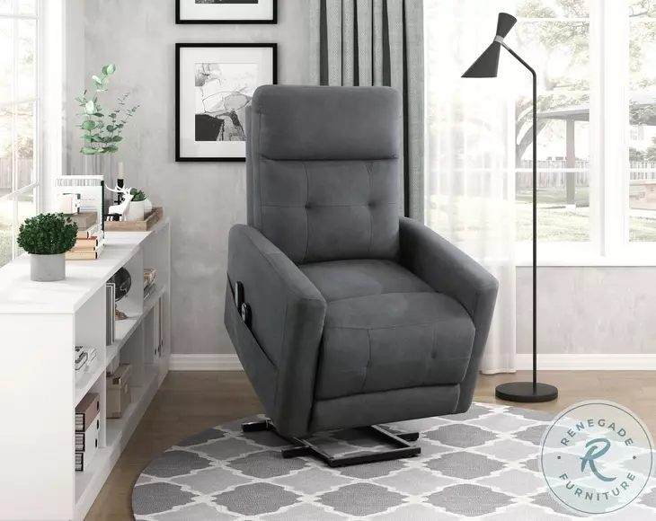 Wichita Dark Gray Power Lift Chair with Heat And Massage
