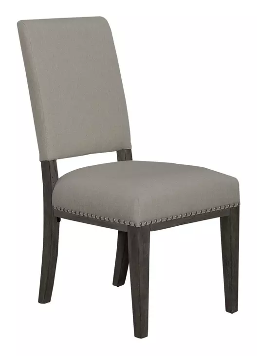 Westfield Havana Brown and Sand Upholstered 5 Piece Pedestal Base Dining Set with Nailhead Trim