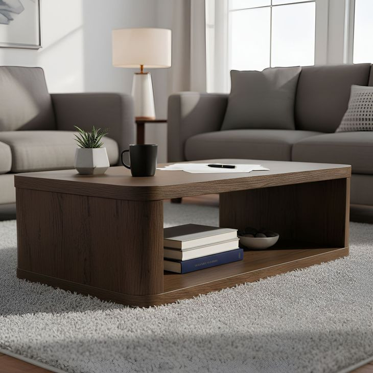 Lozano Warm Walnut Brown Rectangular Coffee Table