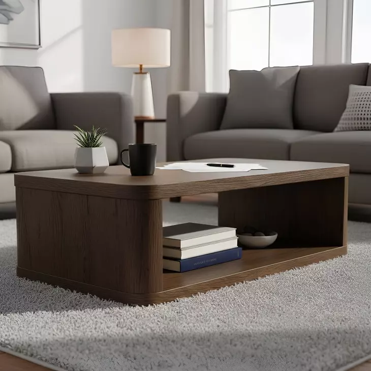 Lozano Warm Walnut Brown Rectangular Coffee Table
