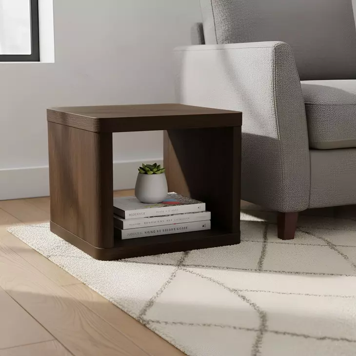 Lozano Warm Walnut Brown Square End Table