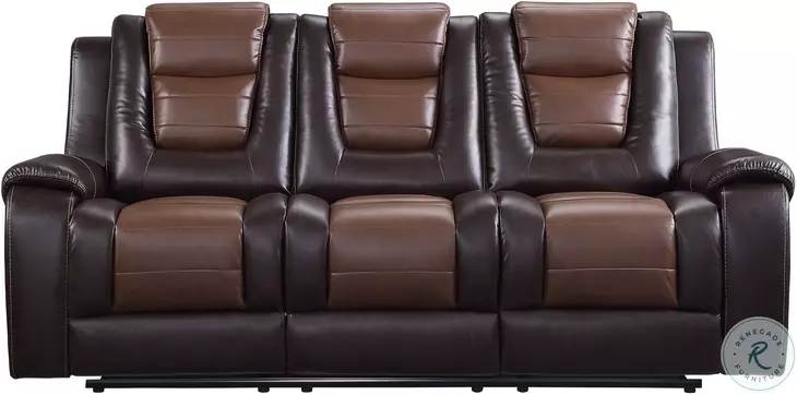 Briscoe Light And Dark Brown Double Reclining Sofa