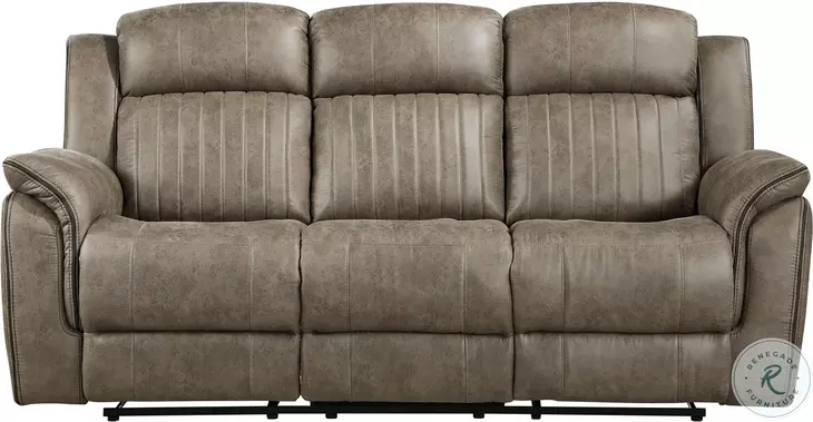 Centeroak Sandy Brown Double Reclining Sofa