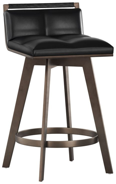 Stafford Bravo Black Upholstered Swivel Counter Height Stool