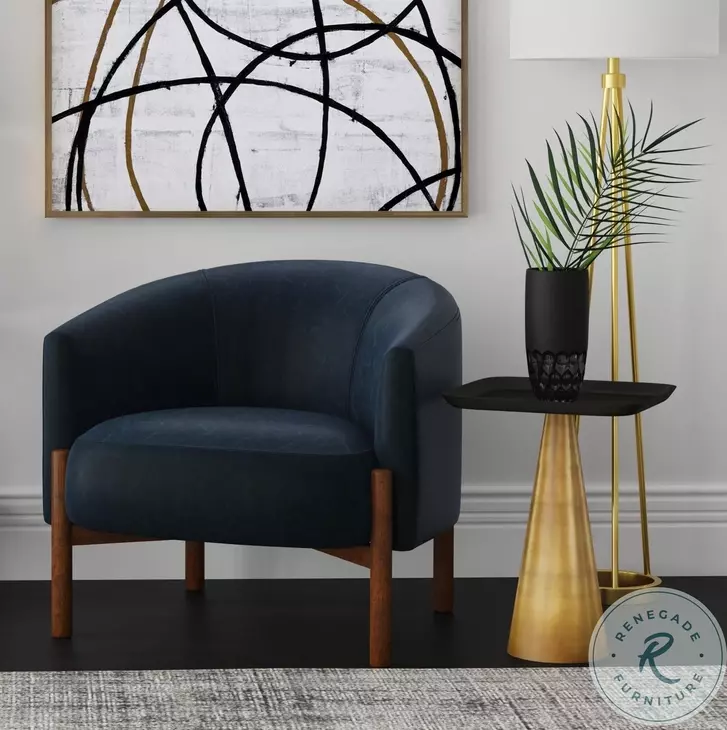Higgins Navy Blue Performance Fabric Accent Chair