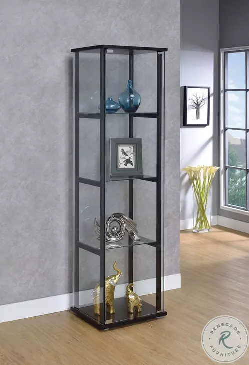 Cyclamen Black And Clear Small Curio Cabinet