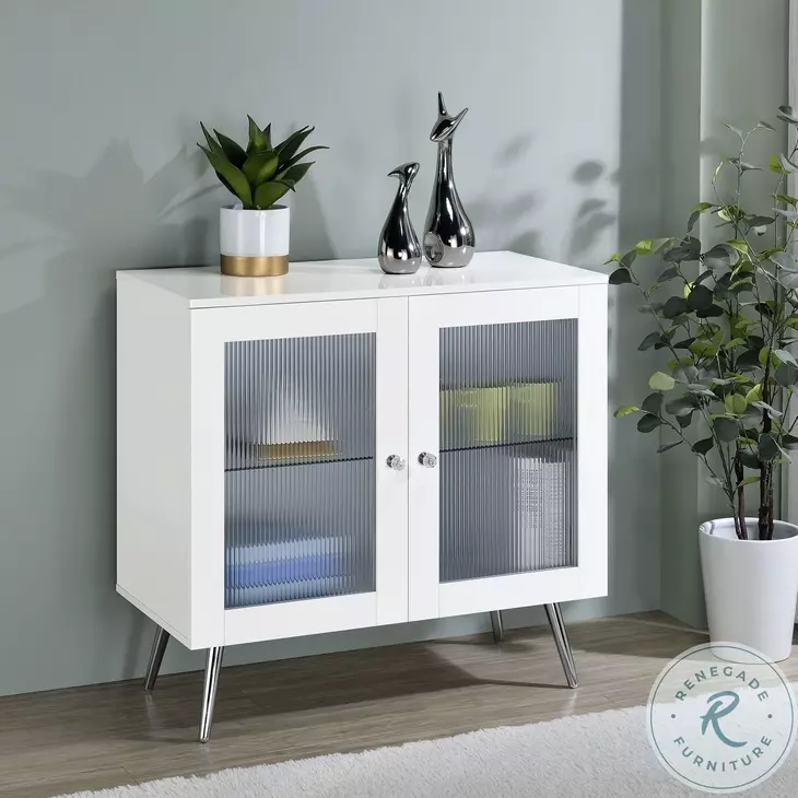 Nieta White High Gloss 2 Tier Accent Cabinet