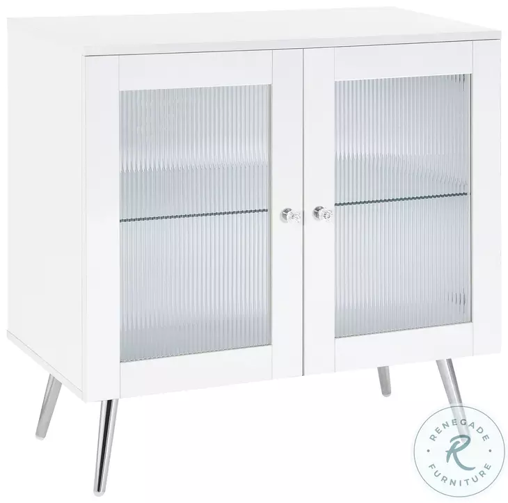 Nieta White High Gloss 2 Tier Accent Cabinet