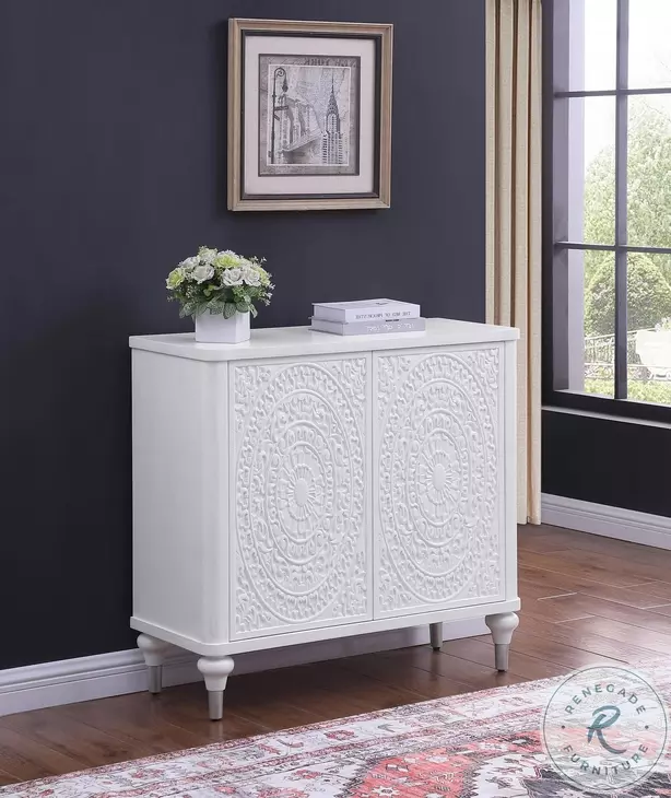 Cardella Distressed White Accent Cabinet