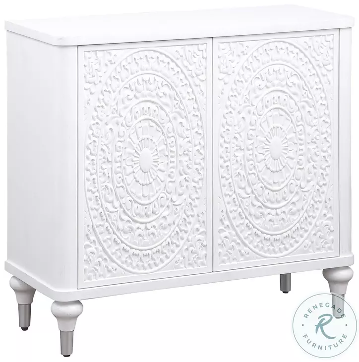 Cardella Distressed White Accent Cabinet