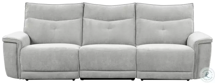 Tesoro Mist Gray Power Double Reclining Sofa with Power Headrests and USB Ports