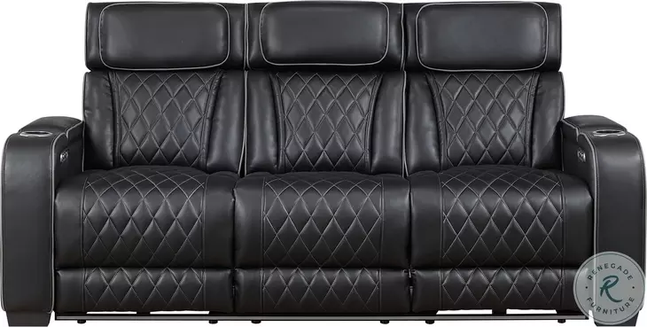 Fairway Black Double Power Reclining Sofa