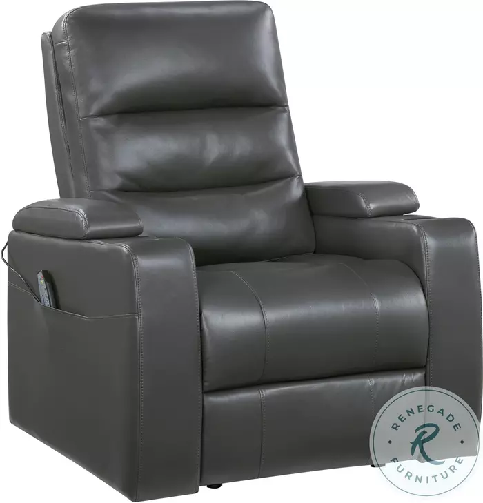 Olleris Gray Power Recliner with Power Headrest