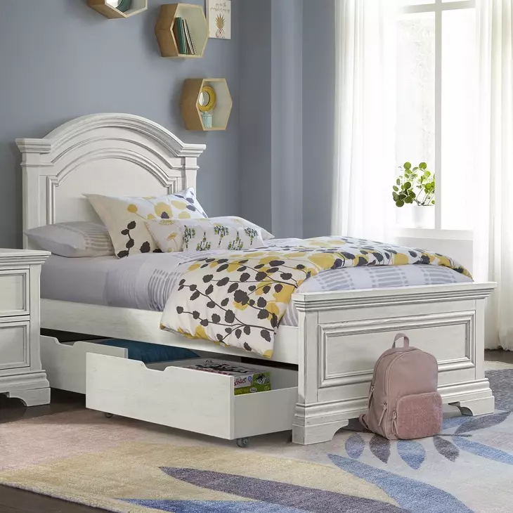 Olivia Brushed White Youth Panel Bedroom Set