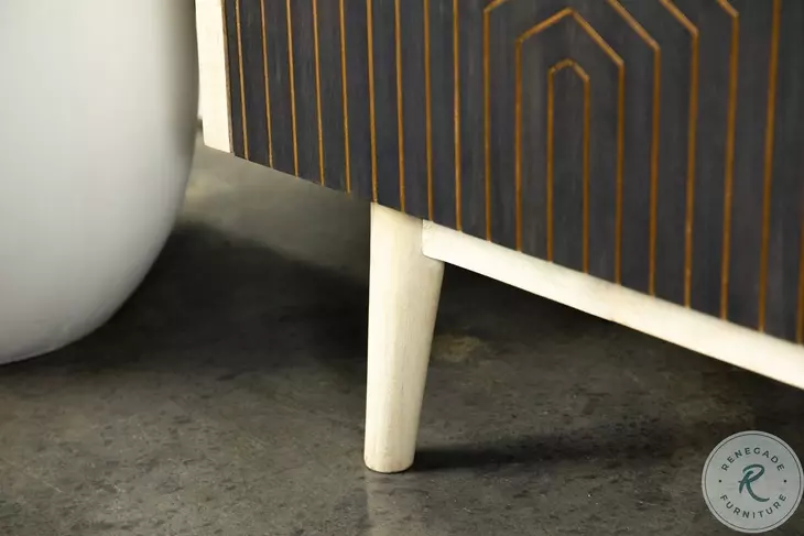 Ixora White Washed And Black Accent Cabinet