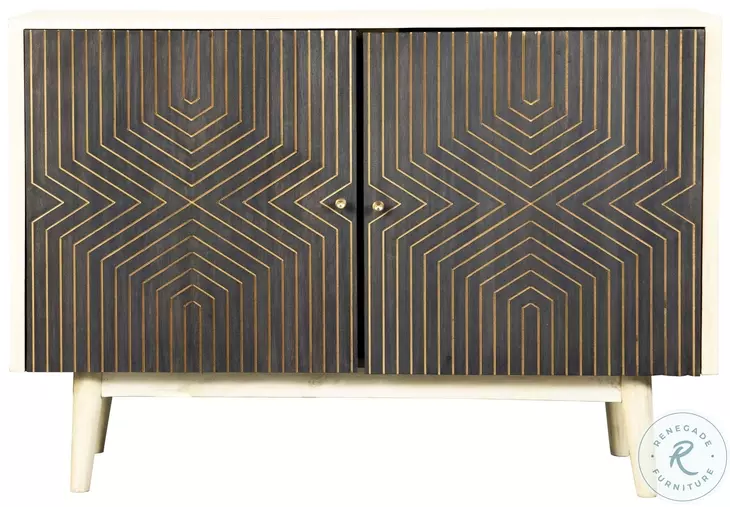 Ixora White Washed And Black Accent Cabinet