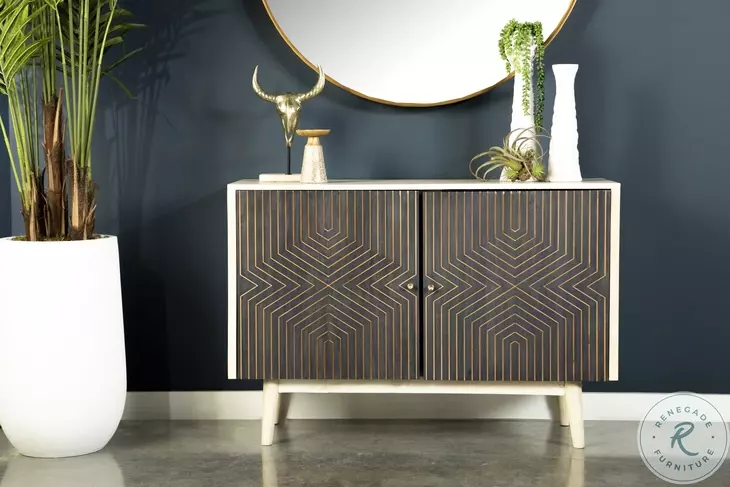 Ixora White Washed And Black Accent Cabinet