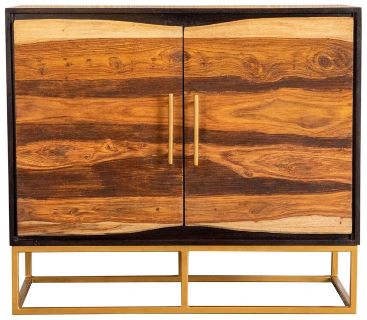 Zara Black Walnut And Gold 2 Door Accent Cabinet