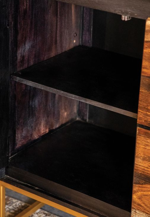 Zara Black Walnut And Gold 2 Drawer Accent Cabinet