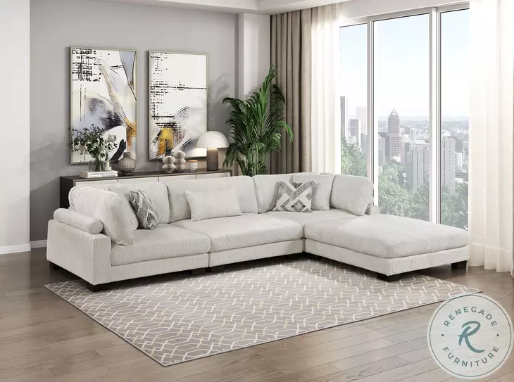 Tinley Beige 4 Piece L Shape Modular Sectional with Ottoman